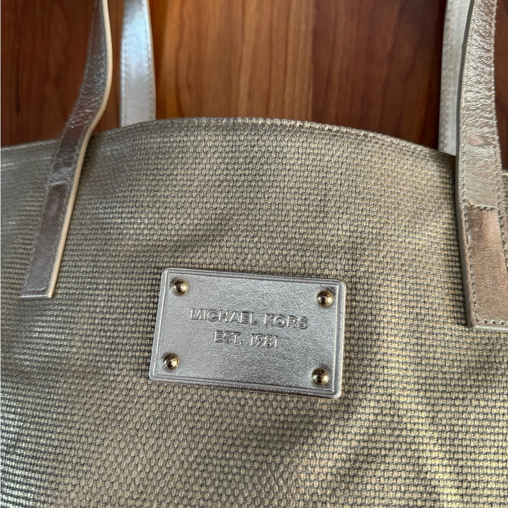 Michael Kors Shimmer Gold woven tote